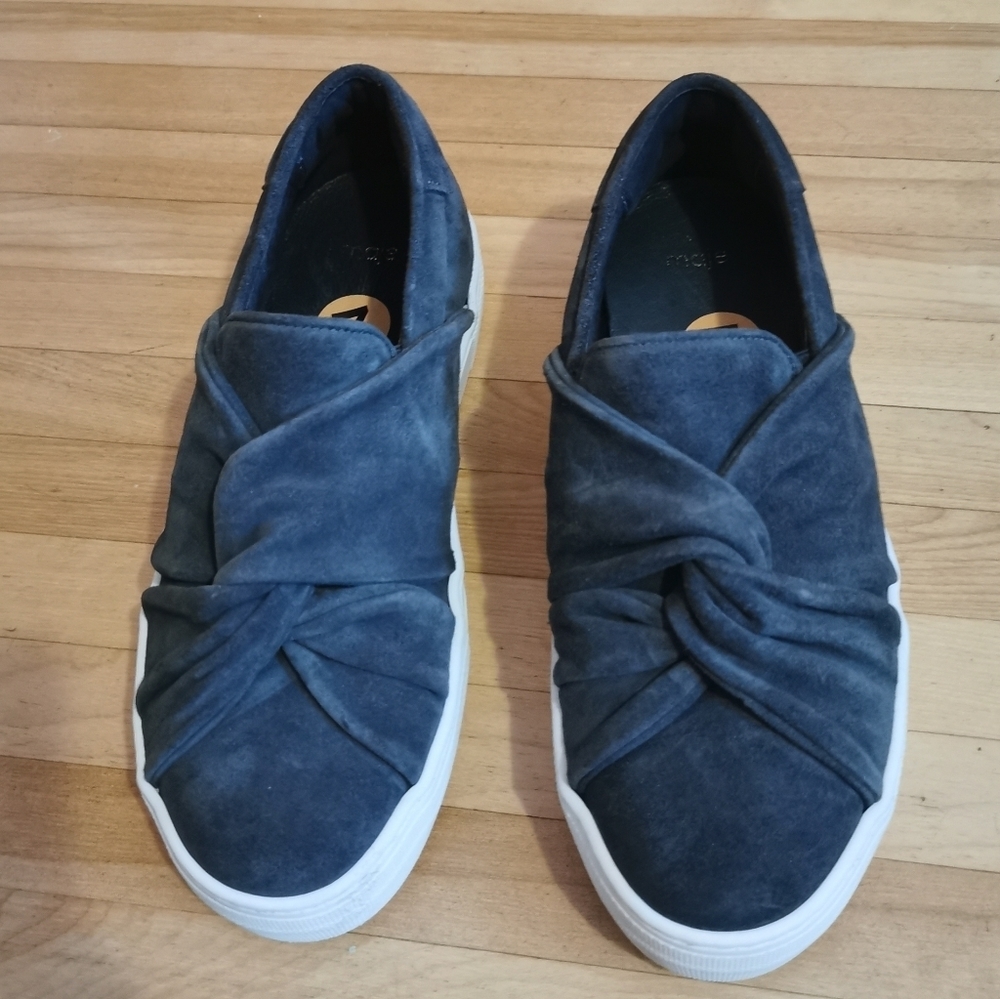Maje Blue Suede Knot Slip-On Athletic Sneakers
